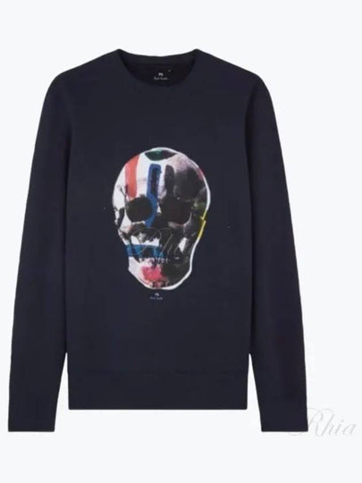 Skull Print Cotton Sweatshirt Navy - PAUL SMITH - BALAAN 2