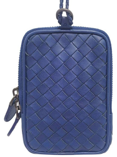 Women s 217589 Intrecciato Navy Zipper Case Necklace Wallet - BOTTEGA VENETA - BALAAN 1