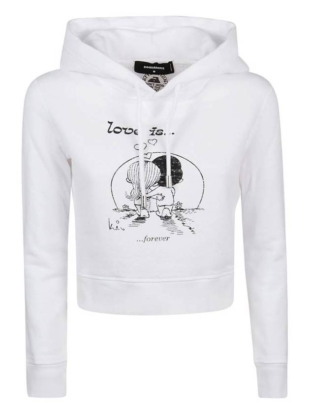 printed crop hooded top white - DSQUARED2 - BALAAN 1