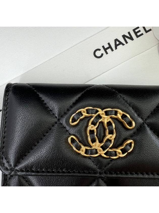 19 Gold Hardware Lambskin Flap Card Wallet Black - CHANEL - BALAAN 4