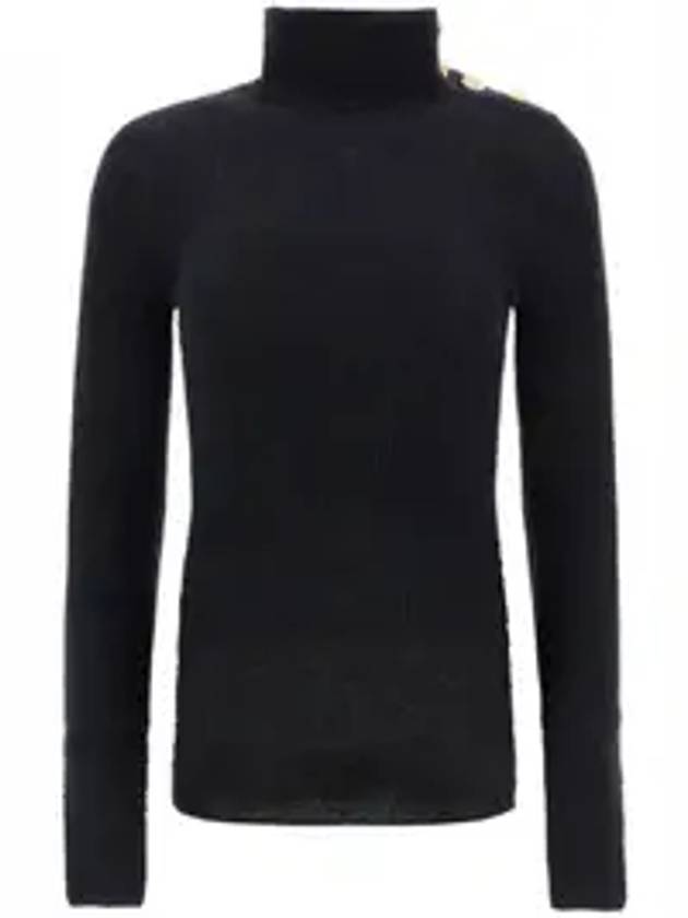 Mohair embossed button turtleneck black - BALMAIN - BALAAN 1