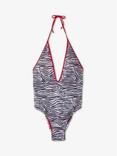 Zebra print halter neck one piece swimsuit A096520LGAU - DIESEL - BALAAN 2