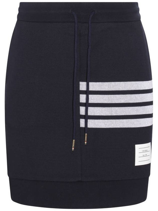 Double Face 4 Bar Knit Mini A Line Skirt Navy - THOM BROWNE - BALAAN 1
