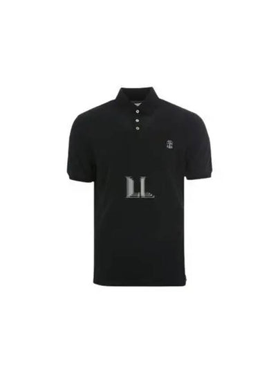 Printed Logo Cotton Polo Shirt Black - BRUNELLO CUCINELLI - BALAAN 2