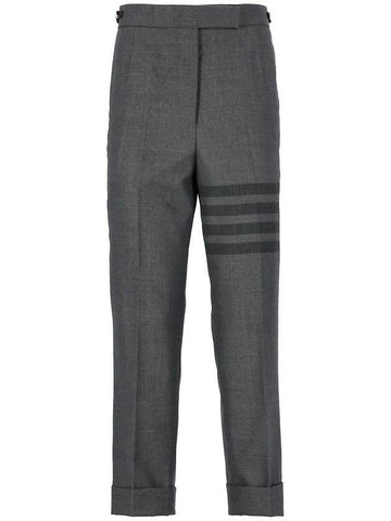 4-Bar Wool Crop Pants Grey - THOM BROWNE - BALAAN.