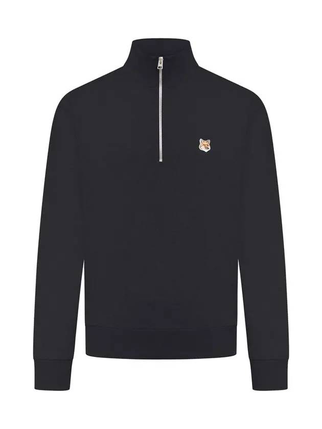 Fox Head Patch Half Zipper Sweatshirt Black - MAISON KITSUNE - BALAAN 3