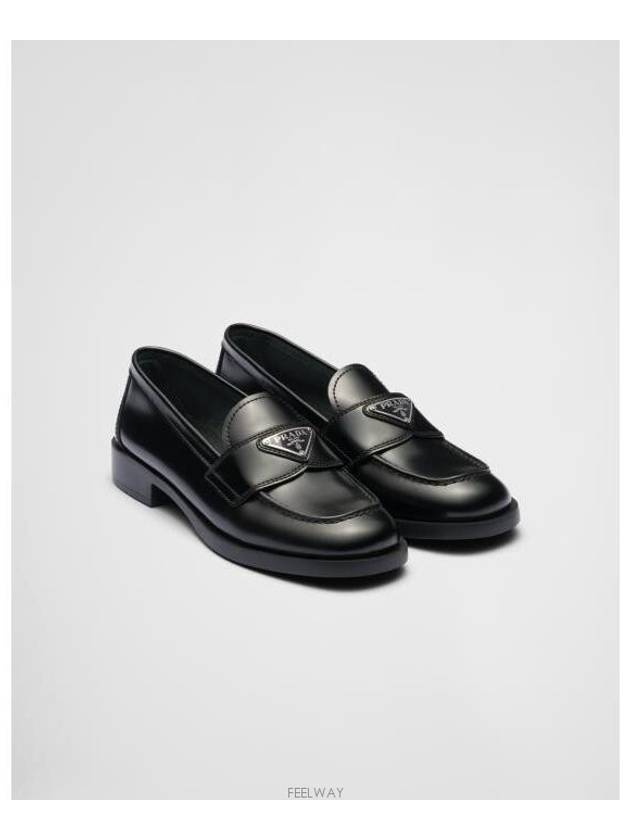 Unlined Brushed Leather Loafers Black - PRADA - BALAAN 4