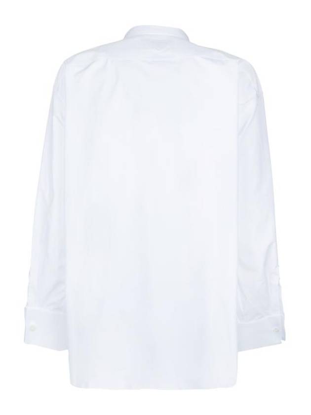 Oversized Cotton Long Sleeved Shirt White - PRADA - BALAAN 3