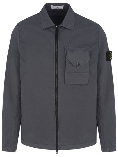 Stretch Cotton Gabardine Overshirt Jacket Dark Grey - STONE ISLAND - BALAAN 2