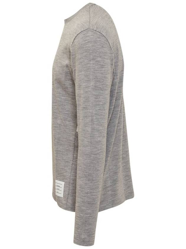 Wool Jersey 4-Bar Long Sleeve T-Shirt Light Grey - THOM BROWNE - BALAAN 4