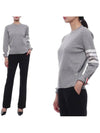 4-Bar Milano Stitch Crew Neck Knit Top Light Grey - THOM BROWNE - BALAAN 2