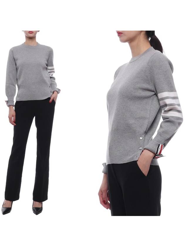 4-Bar Milano Stitch Crew Neck Knit Top Light Grey - THOM BROWNE - BALAAN 2