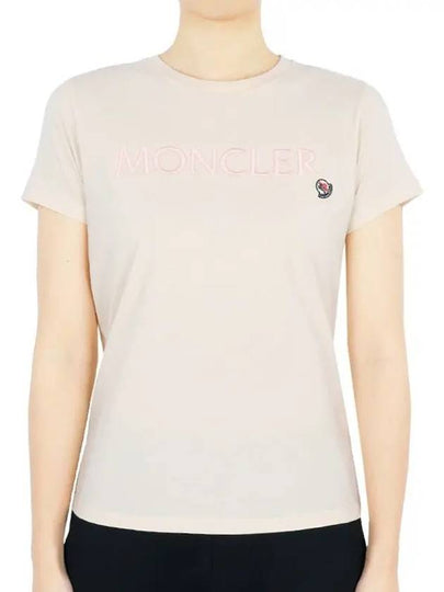 Kids Lettering Logo Patch Short Sleeve Cream 8C00005 83907 050 12 14A Adults can wear - MONCLER - BALAAN 2