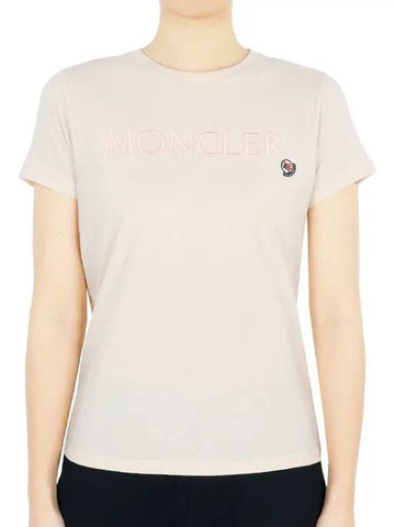 Kids Lettering Logo Patch Short Sleeve Cream 8C00005 83907 050 12 14A Adults can wear - MONCLER - BALAAN 1