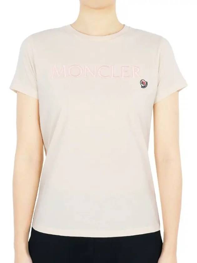 Kids Lettering Logo Patch Short Sleeve Cream 8C00005 83907 050 12 14A Adults can wear - MONCLER - BALAAN 1