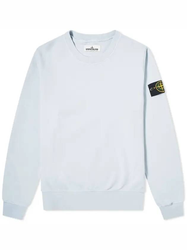 Garment Dyed Cotton Crewneck Sweatshirt Sky Blue - STONE ISLAND - BALAAN 1