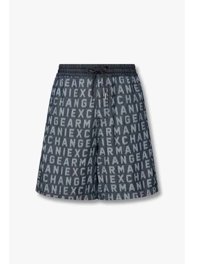 Men s Logo Jacquard Banding Denim Shorts Navy - ARMANI EXCHANGE - BALAAN 1