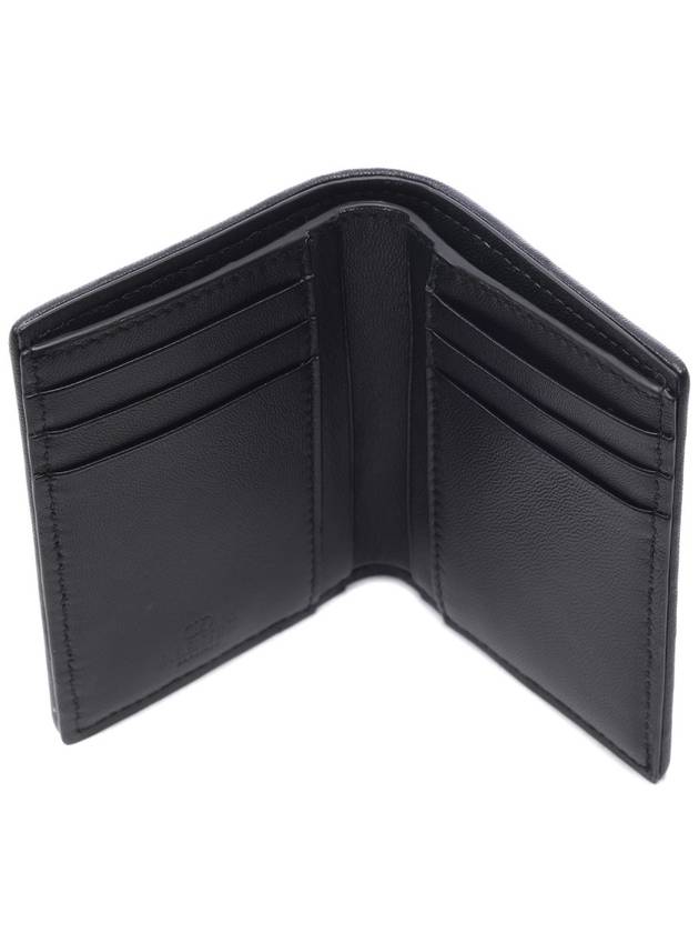 V Logo Folding Leather Half Wallet Navy Black - VALENTINO - BALAAN 7