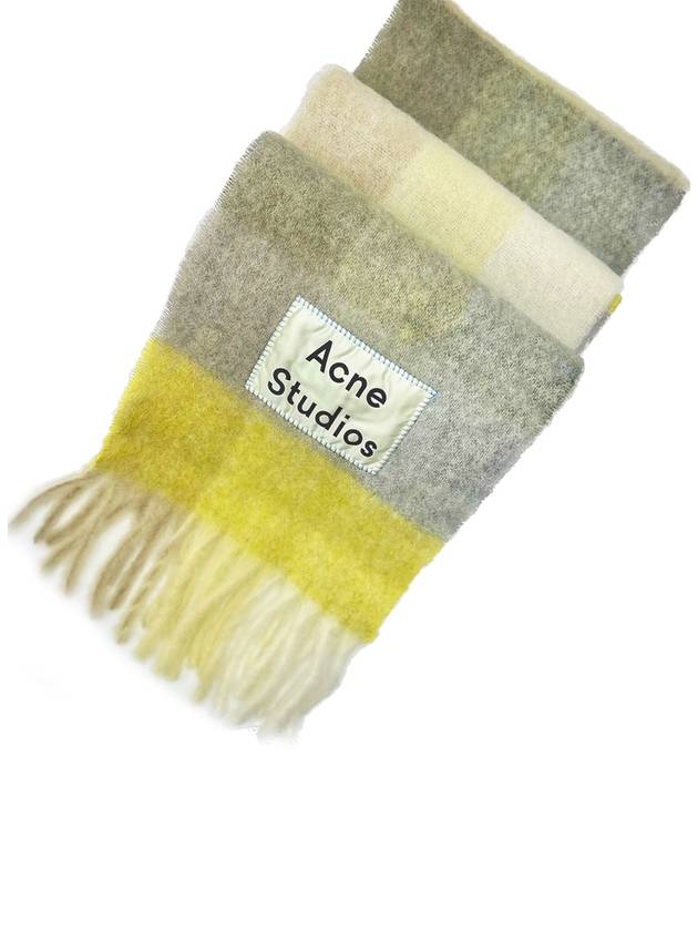 Mohair Check Fringe Scarf Yellow Gray CA0023 - ACNE STUDIOS - BALAAN 2