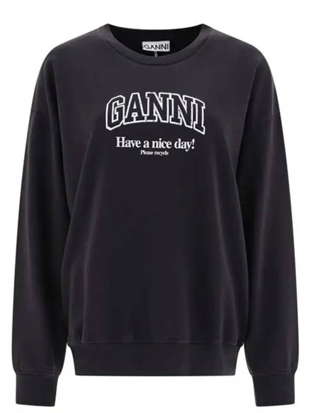 Isoli Oversized Cotton Sweatshirt Black - GANNI - BALAAN 2