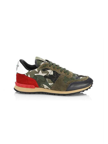 Camouflage Rockrunner Low-Top Sneakers Green - VALENTINO - BALAAN 1