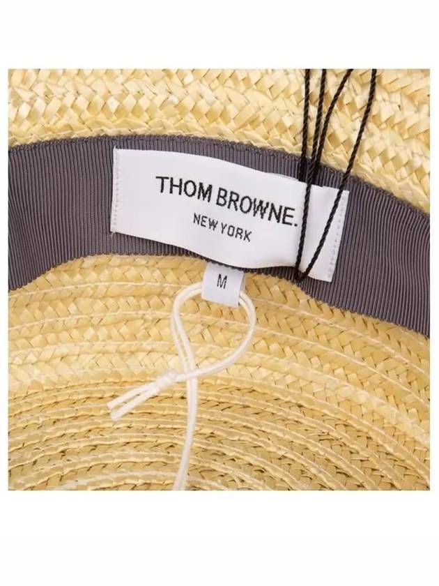 Natural Straw Wheat Braid Boater Hat Off White - THOM BROWNE - BALAAN 7
