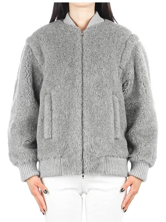 Women's Terry Wool Cashmere Zip-up Jacket Grey - MAX MARA - BALAAN 2