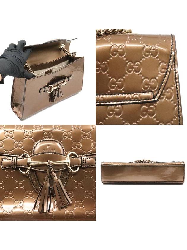 Women s Gucci 295402 Metallic Brown Micro Cima Patent Emily Shoulder Bag gt Gangbuk used luxury goods - GUCCI - BALAAN 7