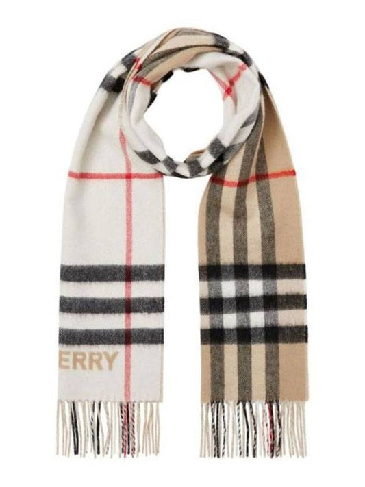 Contrast Check Cashmere Scarf Archive Beige - BURBERRY - BALAAN 1