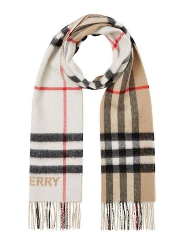 Contrast Check Cashmere Muffler Archive Beige - BURBERRY - BALAAN 1