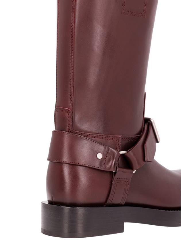 Saddle Leather Middle Boots Aubergine - BURBERRY - BALAAN 5