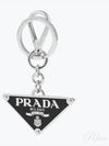 Triangle Logo Metal Key Holder Silver Black - PRADA - BALAAN 2