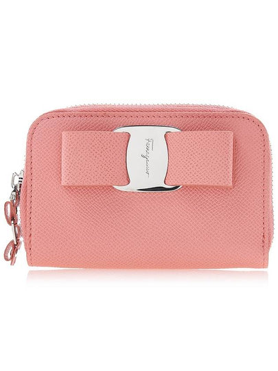 Vara Bow Zipper Card Wallet Coral - SALVATORE FERRAGAMO - BALAAN 2