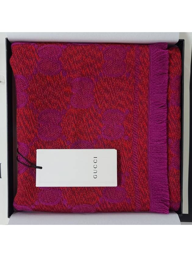 GG Big Logo Red Pink Wool Muffler Bright Women s Scarf Includes Hard Case - GUCCI - BALAAN 2