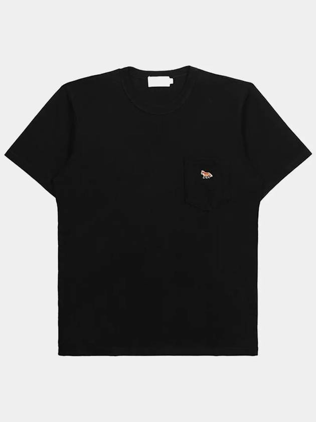 Men's Profile Fox Patch Round Short Sleeve T-Shirt Black GM00116KJ0008 BK - MAISON KITSUNE - BALAAN 1