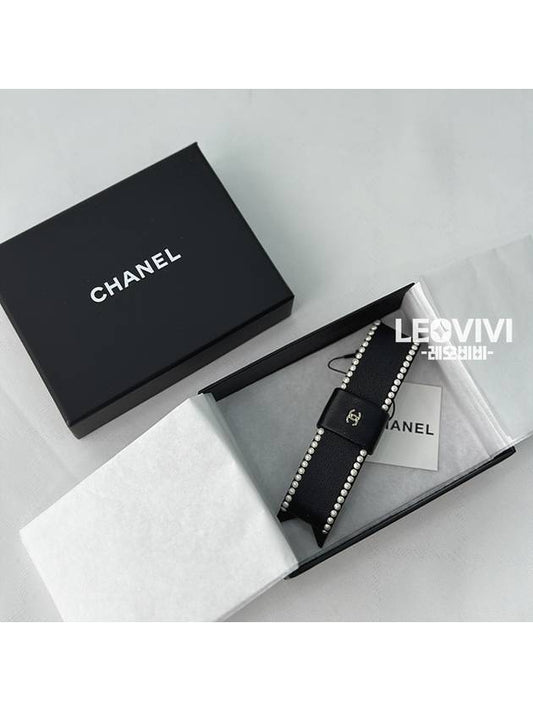 CC logo ribbon pearl pearl leather leather hairpin hair accessory black AA9134 - CHANEL - BALAAN 2