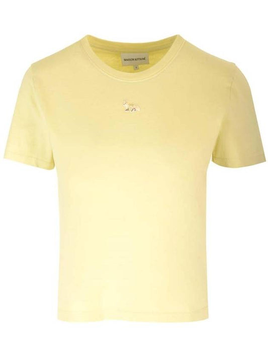 Baby Fox Patch Baby Short Sleeve T-Shirt Chalk Yellow - MAISON KITSUNE - BALAAN 1