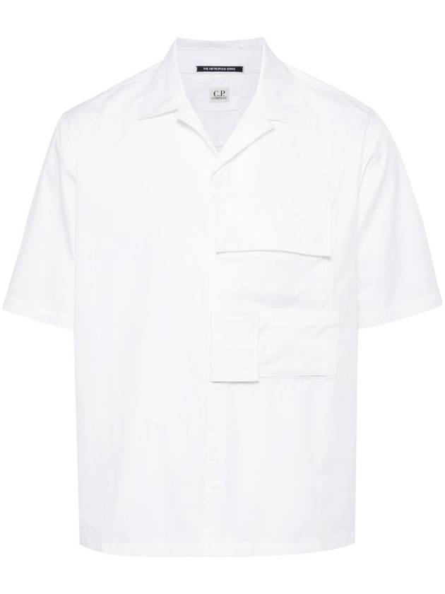 Metropolis Gabardine Short Sleeve Shirt White - CP COMPANY - BALAAN 2