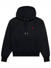 Heart Logo Cotton Hoodie Black - AMI - BALAAN 2