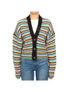 Logo V-neck Stripe Cardigan - GANNI - BALAAN 1