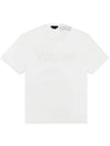 Men's Lettering Embroidery Short Sleeve T-Shirt White - VERSACE - BALAAN 2