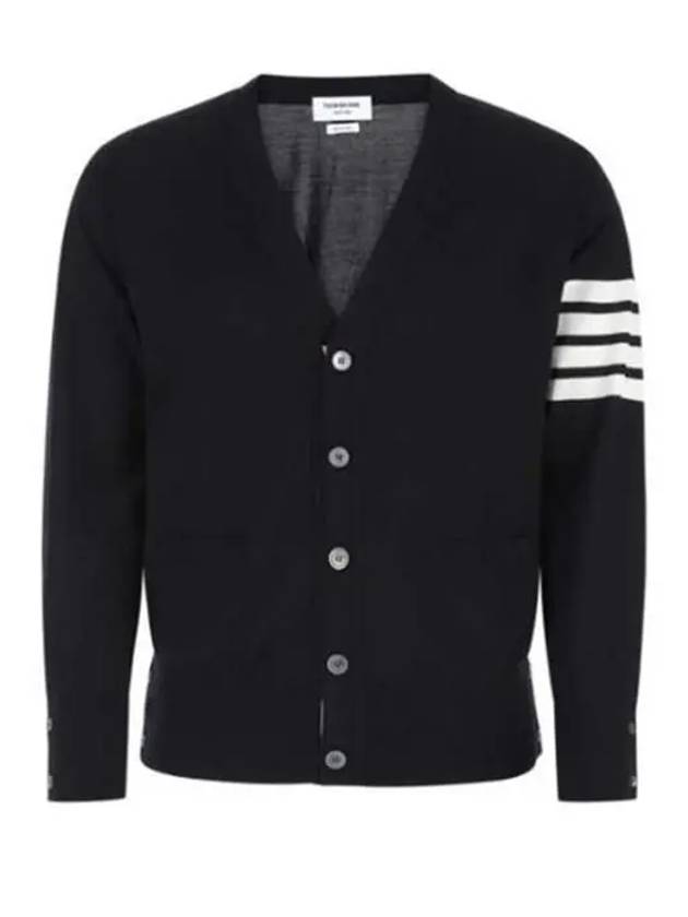 Men's Sustainable Classic Diagonal Wool Cardigan Navy - THOM BROWNE - BALAAN 2