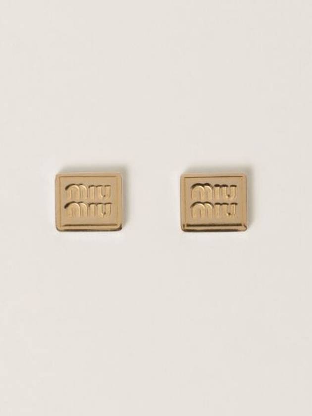 Logo Metal Earrings Gold - MIU MIU - BALAAN 2