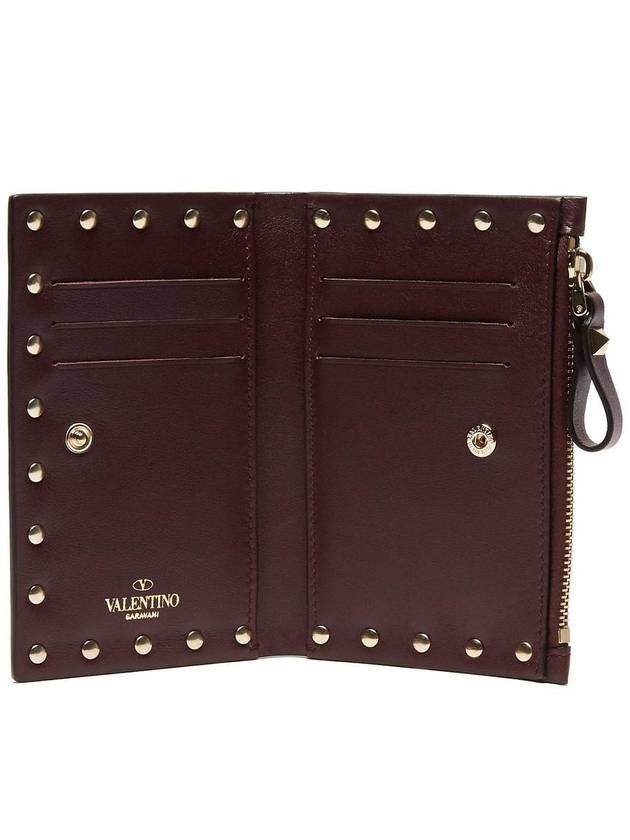 Rockstud Leather Zipper Card Case Card Wallet SW2P0605BOL - VALENTINO - BALAAN 4