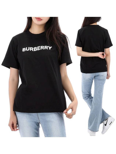 Logo Print Crew Neck Cotton Short Sleeve T-Shirt Black - BURBERRY - BALAAN 2