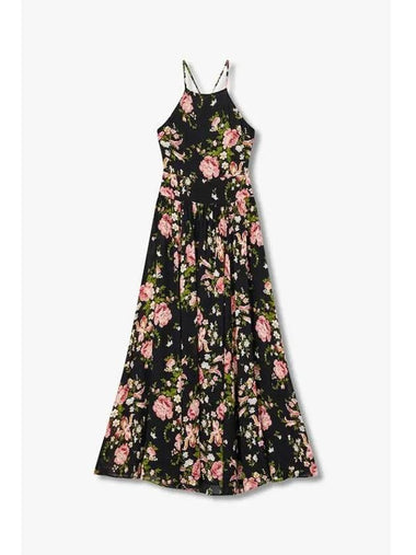 Side slit flower long dress Kesari black - REFORMATION - BALAAN 1