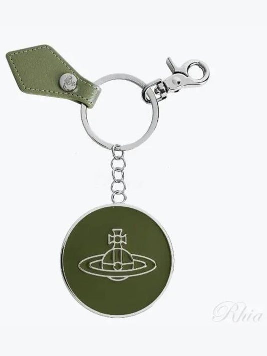 ORB Logo Patterned Leather Key Holder Green - VIVIENNE WESTWOOD - BALAAN 2