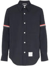 Three Stripes Armband Nylon Long Sleeve Shirt Navy - THOM BROWNE - BALAAN 2