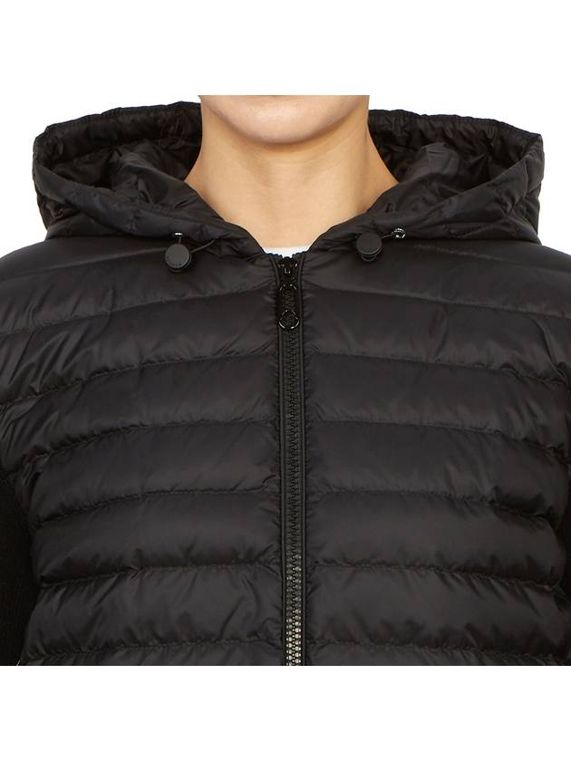 Women's Padded Wool Zip-Up Hooded Cardigan Black - MONCLER - BALAAN 7