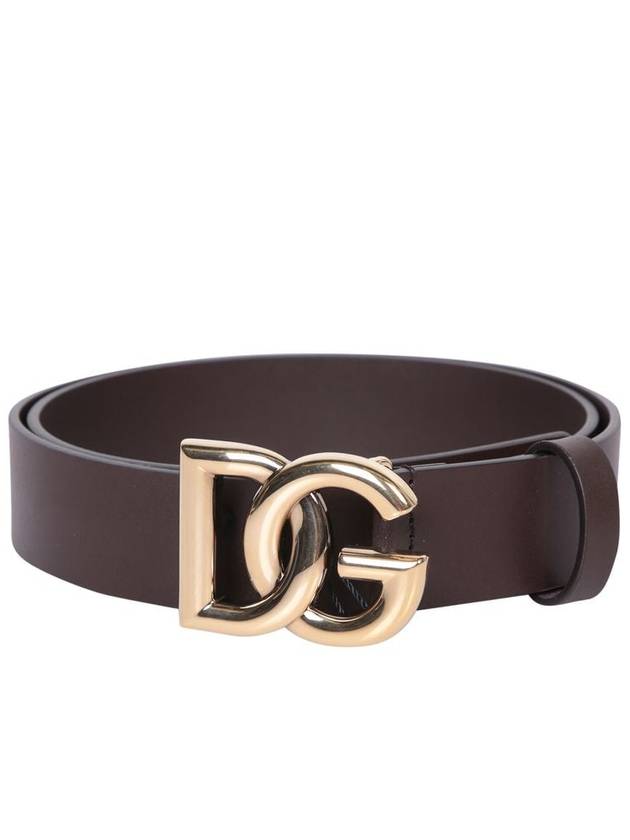 Men's DG Buckle Leather Belt Brown - DOLCE&GABBANA - BALAAN 4